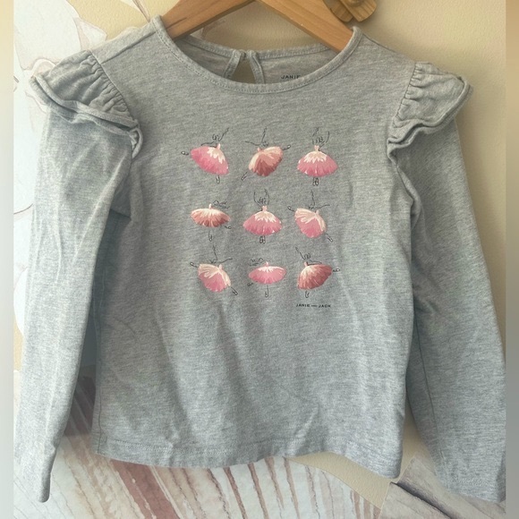 Janie and Jack Ballerina Ruffle Shoulder Tee, size 4 - Picture 5 of 10